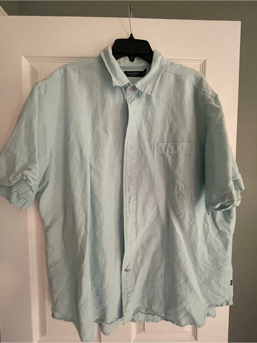 Men's Nautica Short Sleeve Button Down Shirt - Turquoise -  Sz XXL
